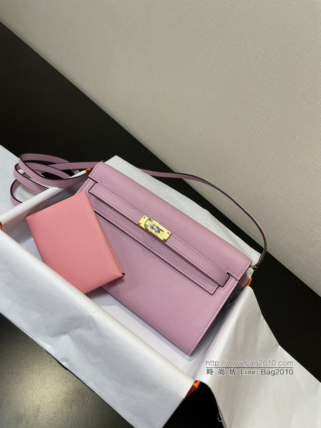 Hermes女包 愛馬仕Kelly woc小挎包 錦葵紫epsom皮凱麗斜挎包  tdh2328